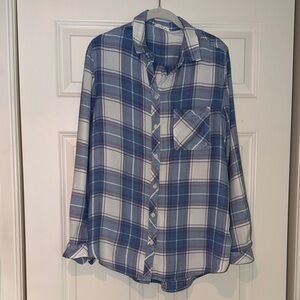 Beachlunchlounge Plaid Button-Up Shirt, Medium
